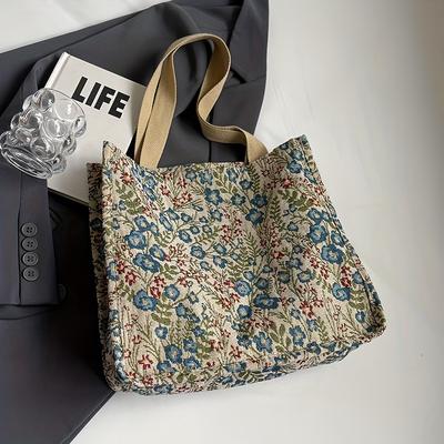 TEMU Manxisi Floral Tote Bag For Women, , Fixed Shoulder Straps, No Closure, Unlined, Hand Washable, With Random , For Versatile Shoulder Bag From Guangzhou Production Area Image