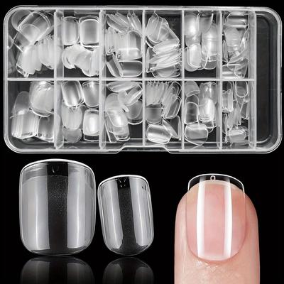 TEMU 240pcs Extra Short Square Press On Nails - Matte Black Acrylic Gel Tips, 12 Sizes Xs Full Cover False Nails With Easy Application & Durable Wear For Natural Nail Extensions Image