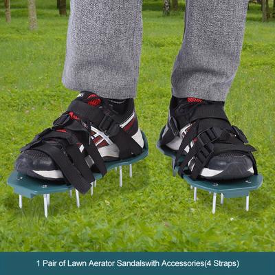 TEMU 1 Pair Of Lawn Aerator Sandals Heavy Duty Grass Spiked Shoes With Plastic Buckle Garden Tool Image