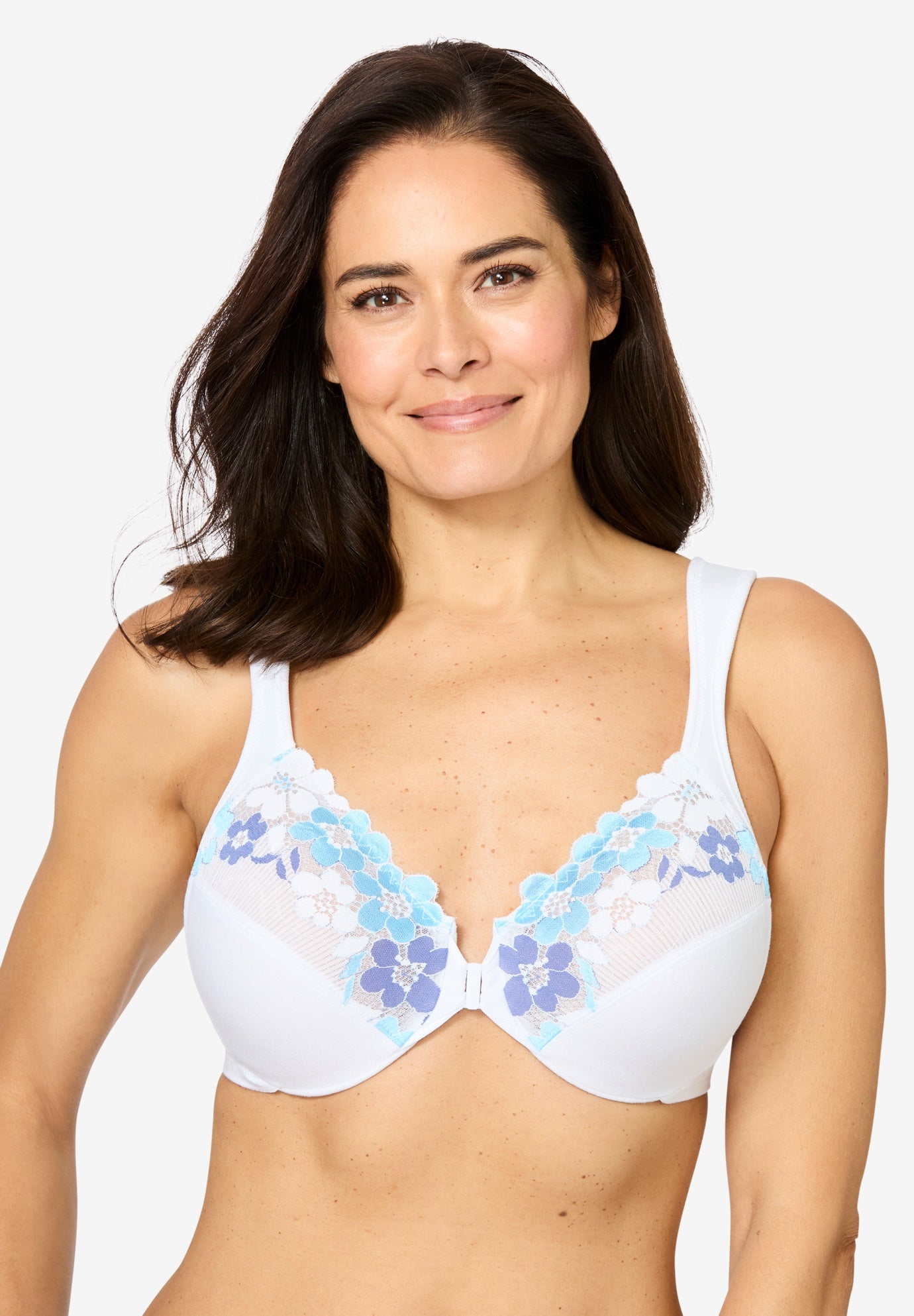 Plus Size Women's Glamorise® Wonderwire® Front-Close Cotton Underwire Bra 1241 by Glamorise in White (Size 36 H)
