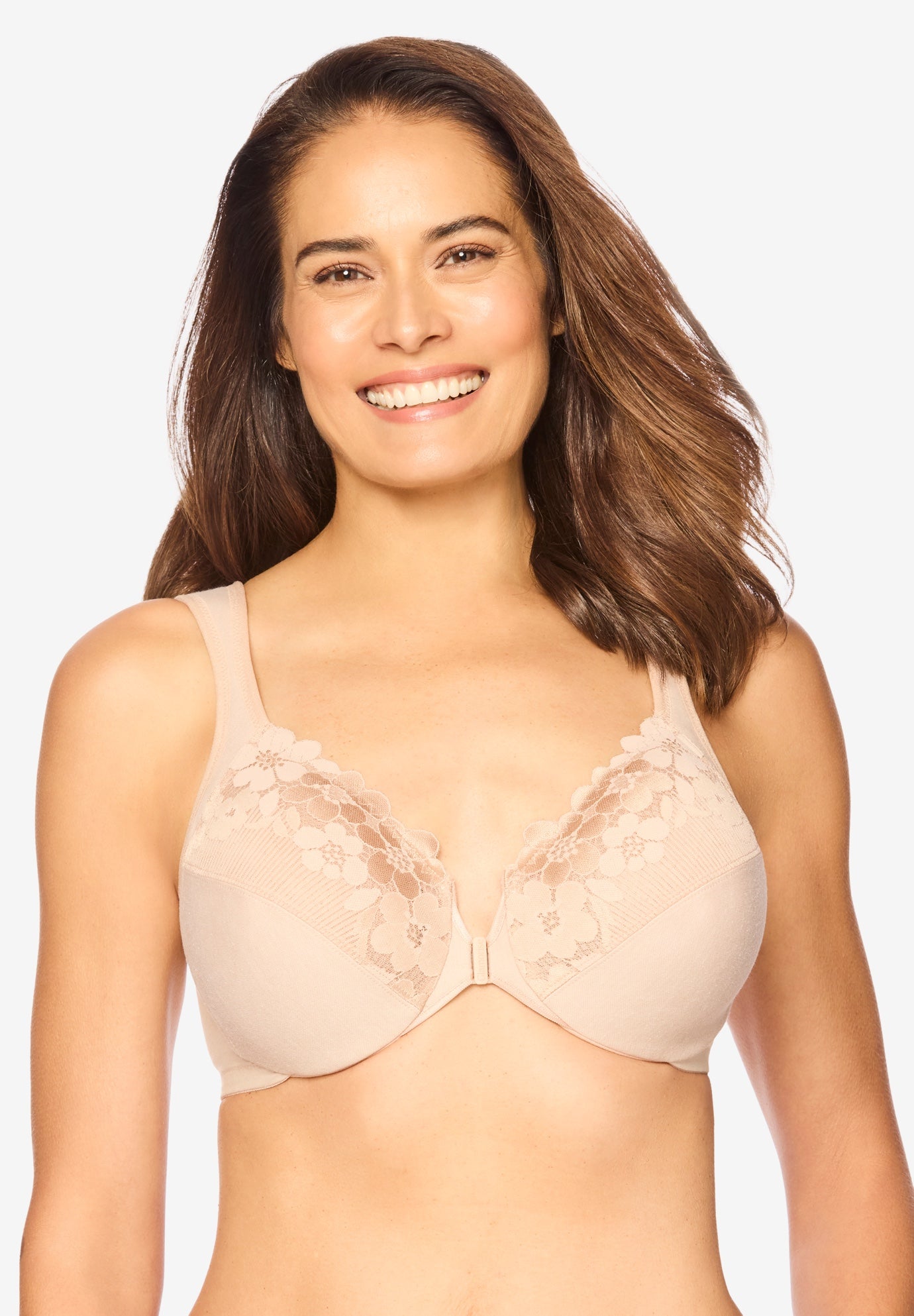 Plus Size Women's Glamorise® Wonderwire® Front-Close Cotton Underwire Bra 1241 by Glamorise in Cafe (Size 44 DD)