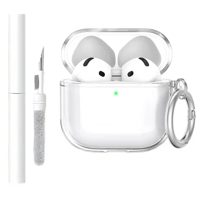 Airpods-Schutzhülle 4, mit Reinigungsset, weiche transparente Schutzhülle für Apple AirPods 4. Pro Generation, Aufladen mit Schlüsselschnalle Image