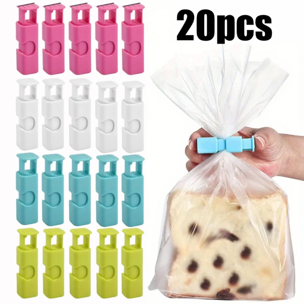 Clips de scellage des aliments, 20 pièces, outils de stockage des aliments frais réutilisables, pince de scellage en plastique, sac de scellage pour pain de collation, Clips de stockage de cuisine à