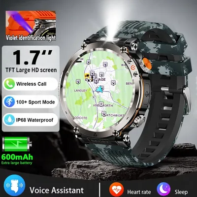 1,7 Zoll Ultra HD Smart Watch NFC GPS Bluetooth Anruf 600 Mah großer Akku Sport Fitness Smartwatch Image