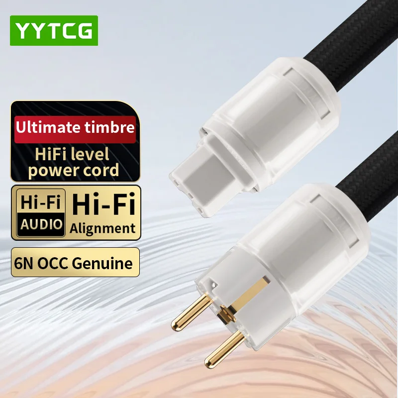Yytcg High-Fidelity-Netz kabel Hochwertiges 6n Occ High-Fidelity-Audio-EU/US-Stecker adapter Anschluss Wechselstrom kabel für CD-Decoder Image
