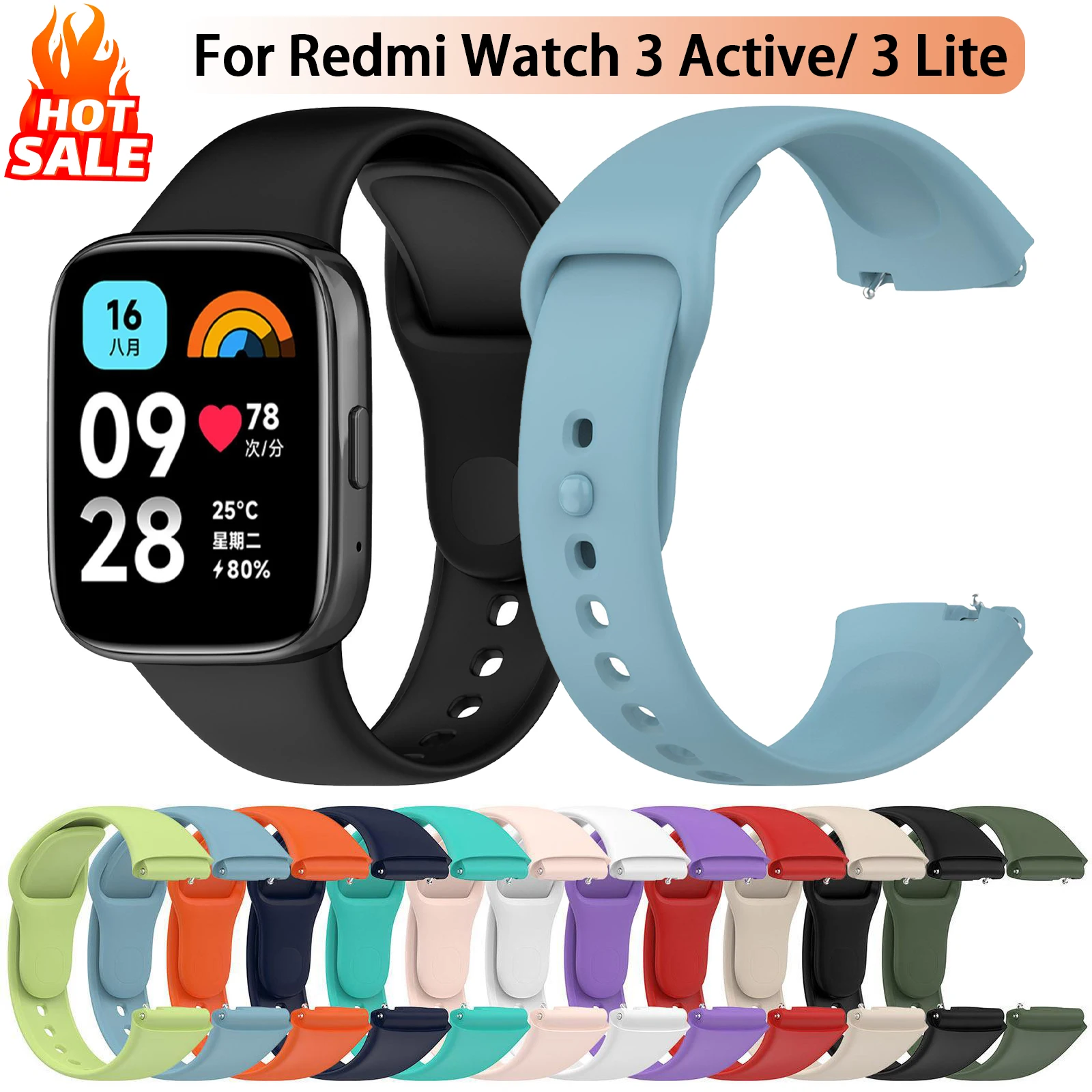Silikonarmband für Redmi Watch 3 Active Watch 3 Lite Soft Wrist Smart für Xiaomi Redmi 3 Series Uhrenarmband-Zubehör Image