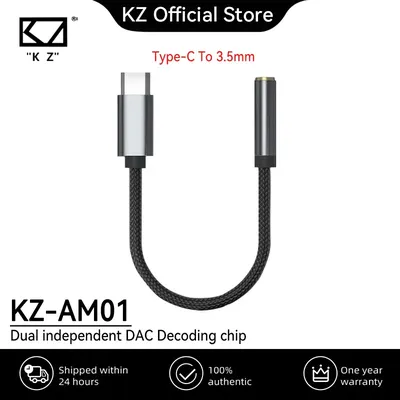 Kz original am01 typ-c bis 3,5mm audio adapter 32bit/384kHz hifi dac ic verstärker dual chip Image