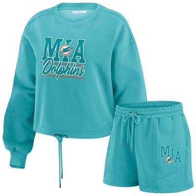 Miami Dolphins WEAR By Erin Andrews Lounge-Set aus gewaschenem Fleece - Damen Image