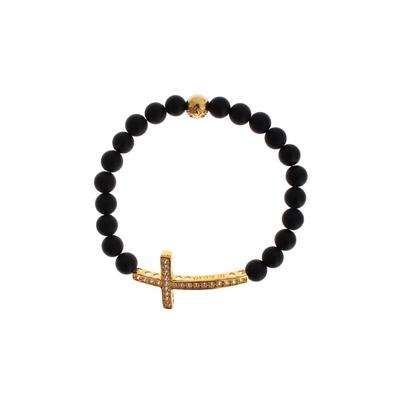 Matter Onyx-Stein-Gold-CZ-Kreuz-Armband