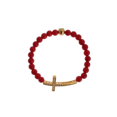 CZ Cross Coral Gold Armband