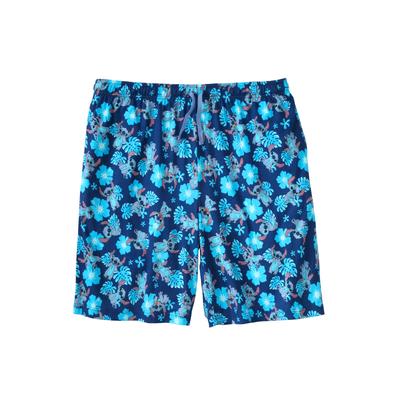 Men's Big & Tall Licensed Novelty Pajama Lounge Shorts by KingSize in Stitch Hibiscus (Size 4XL) Pajama Bottoms