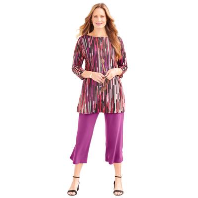 Plus Size Women's AnyWear Tunic by Catherines in Pink Burst Rain Print (Size 3XWP)