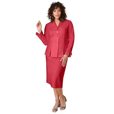 Plus Size Women's Two Piece Skirt Suit by Roaman's in Antique Strawberry (Size 34 W)