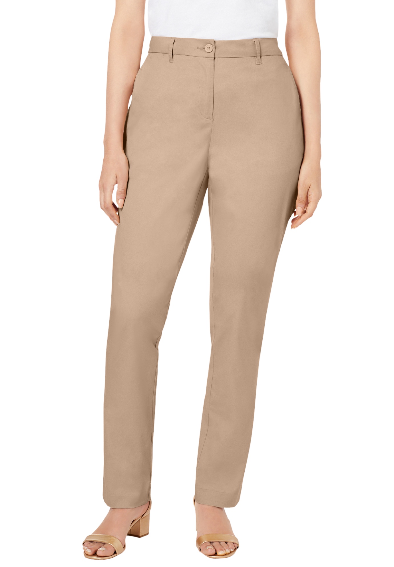 Plus Size Women's Stretch Cotton Chino Straight Leg Pant by Jessica London in New Khaki (Size 20 P)