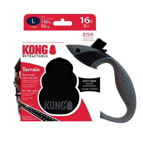 KONG Terrain Einziehbare Leine Schwarz L, ca.50kg Hund