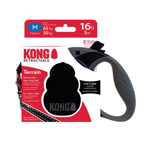 KONG Terrain Einziehbare Leine Schwarz M, ca.30kg Hund