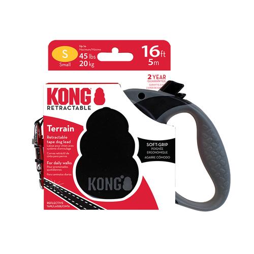 KONG Terrain Einziehbare Leine Schwarz S, ca.20kg Hund