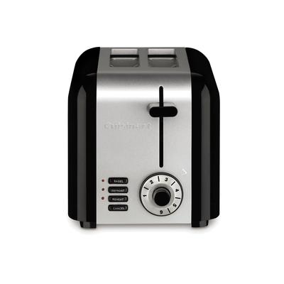 Cuisinart CPT-320WH 2 Slice Compact Toaster w/ Crumb Tray - Black/Stainless, 120v, Multi-Colored