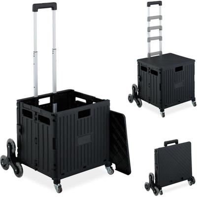 Einkaufstrolley Treppensteiger, klappbar, Einkaufskorb mit Rollen, Deckel, Teleskopgriff, bis 35 Image