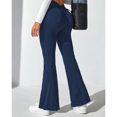 Women's Yoga Pants Yoga Leggings Flare Leg High Waist Yoga Gym Workout Pilates Tights Black Navy Blue Dark Gray Spandex Fall Sports Activewear Stretchy Slim