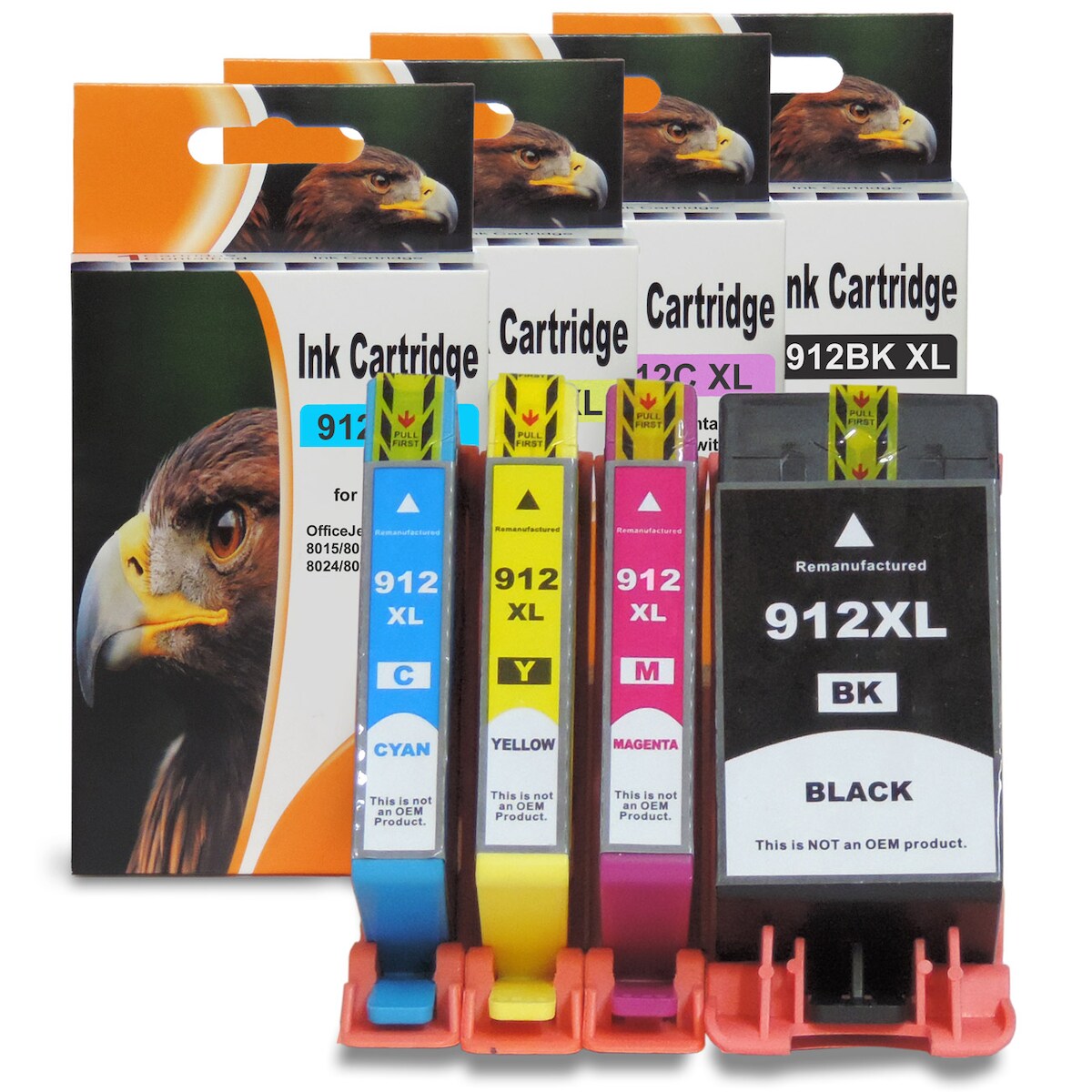 D&C HP 912XL Tintenpatronen-Set für HP OfficeJet 8010 (4er Pack, Kompatibel) Image