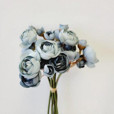 Dusty Blue Mini Ranunculus Bunch Artificial Flowers