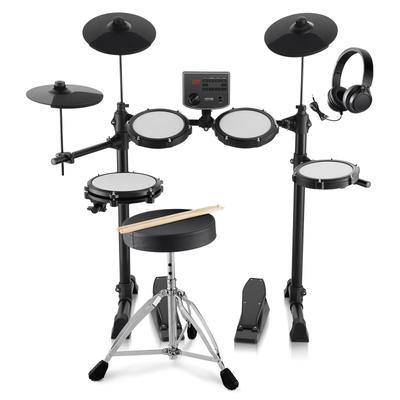 Electric Drum Set Electronic Drum Kit, USB MIDI Supported Quiet Mesh Snare Electric Drum Set for Beginners & Adults
