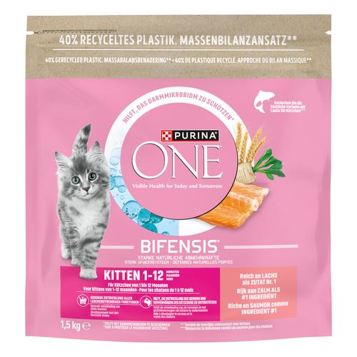 Sparpaket: 6x1,5kg PURINA ONE Junior Lachs Katzenfutter Trocken