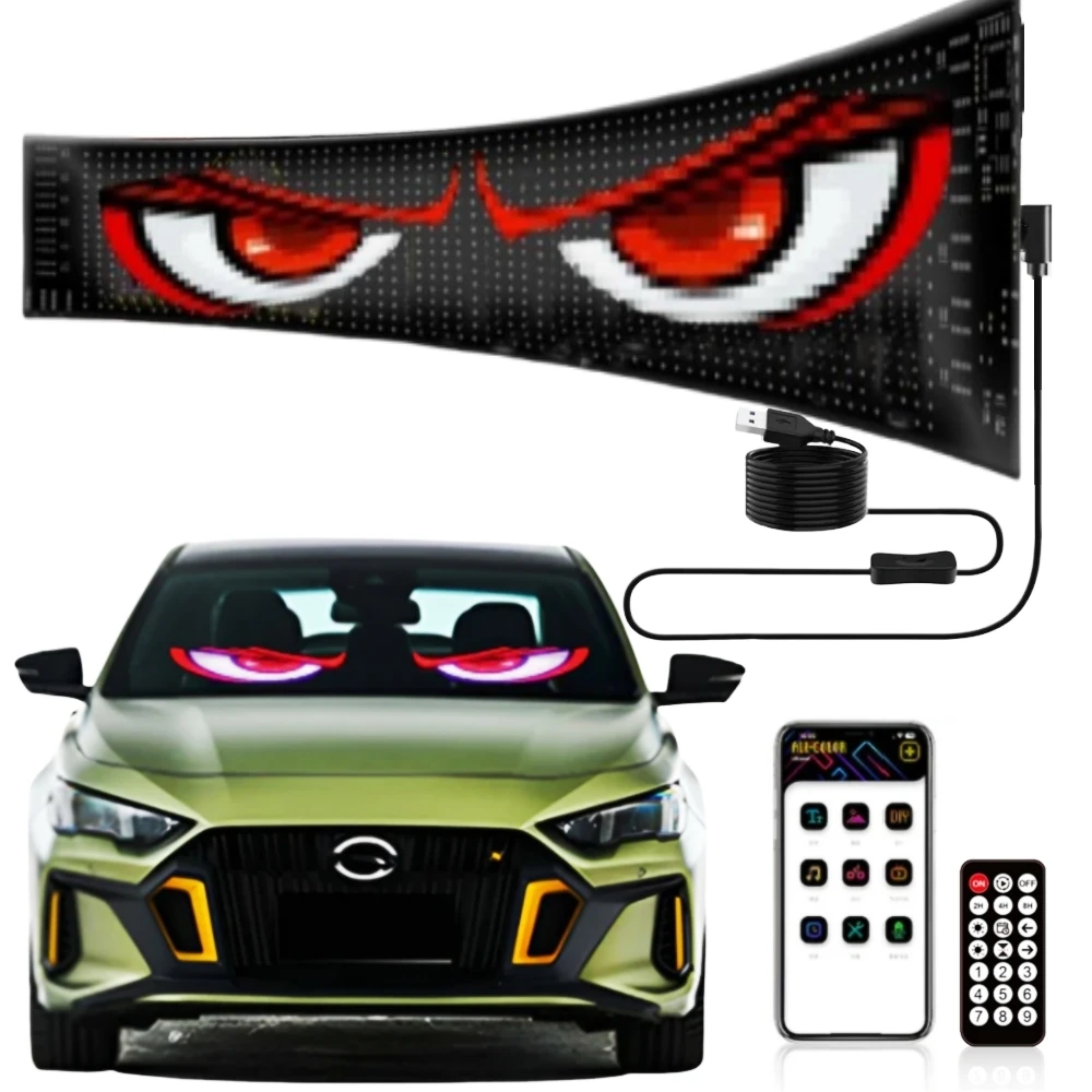Schermo LED Flessibile per Parabrezza Auto, Pannello a Matrice di Pixel LED, Display Occhi del Dio Malvagio, Schermo LED per Parabrezza Auto