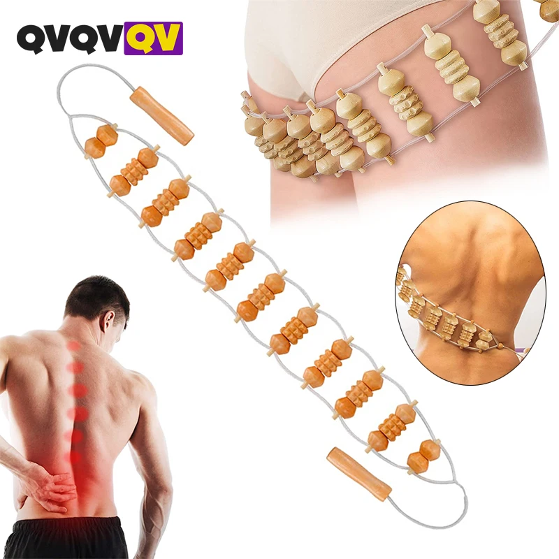 1 Stück Rücken massage gerät mit Rollen und Seil, multifunktion ales Rücken rollen-und Nacken massage gerät, lindert Muskel verspannungen und unterstützt die Haut gesundheit Image