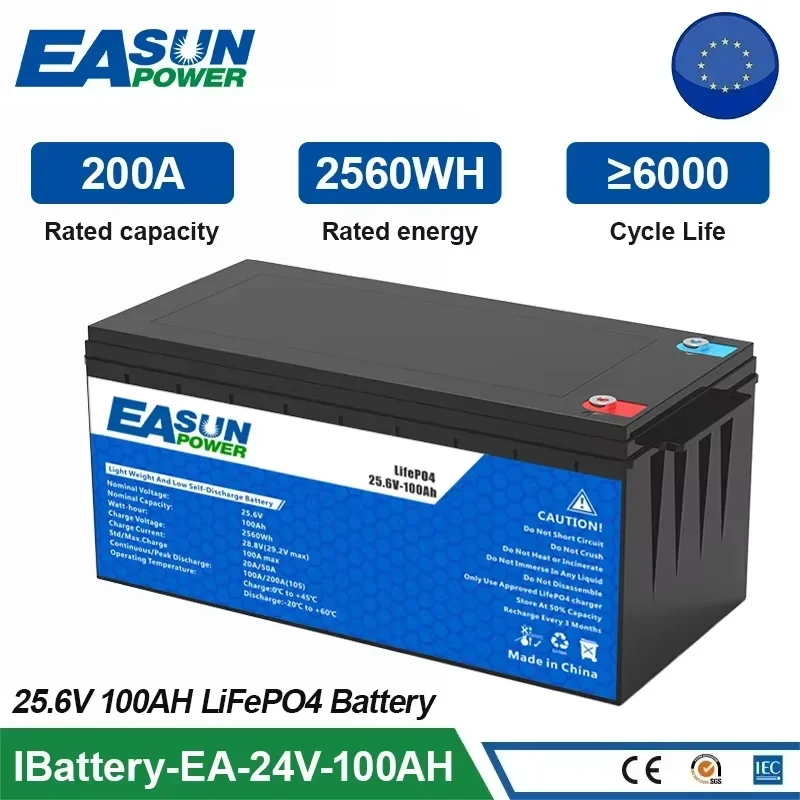 EASUN POWER LiFePO4 Batterie 200AH 100AH 12V 24V BMS Wiederaufladbare Lithium Bateria Pack für Camping Auto Solar HEIßER Dropshipping Image