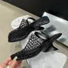 Liyke Sexy Aushöhlen Mesh Karree Maultiere Frauen Schuhe Pumpen Hausschuhe Mode Seltsame Keile Heels