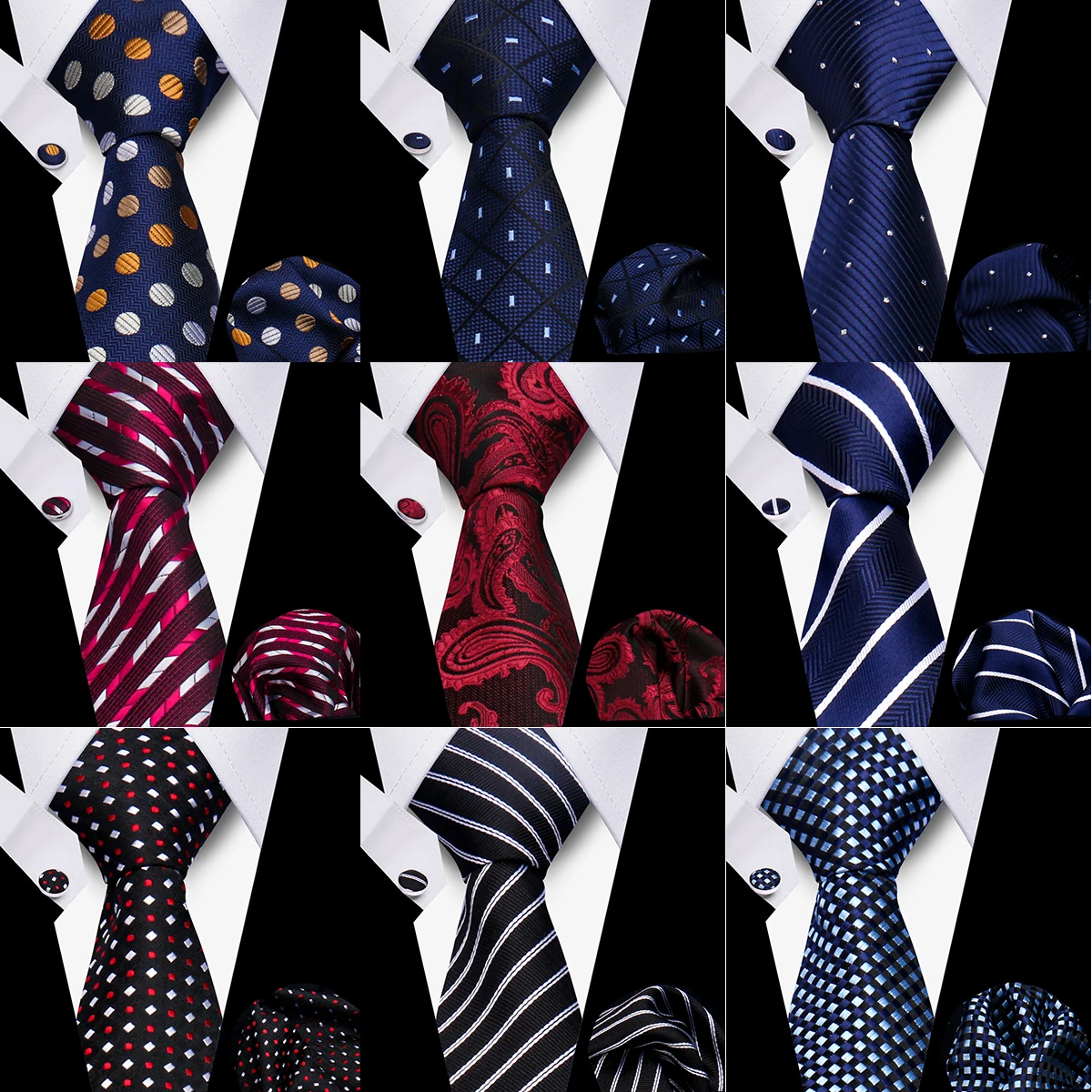 Cravatta da uomo d'affari cravatta set classico gemelli scozzesi fazzoletto per abito da sposa set di cravatte 3 pezzi di alta qualità formale Gravata