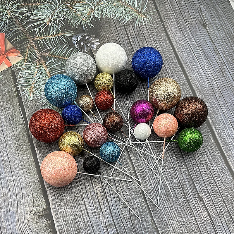 20 stücke Kuchen Topper Glitter Kugeln Kinder Geburtstag Cupcake Dekoration Kugeln Hochzeit Weihnachten Rot Grün Dekor Kugeln Baby Dusche Image