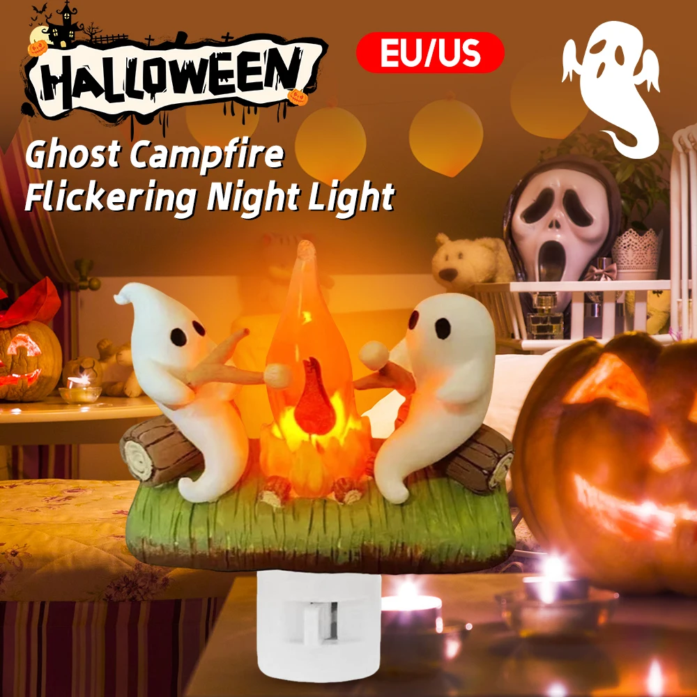 Geist Lagerfeuer flackernden Stecker in Nachtlicht führte Faux Laterne Geist Braten Marshmallow Nachtlicht Party Halloween Dekoration