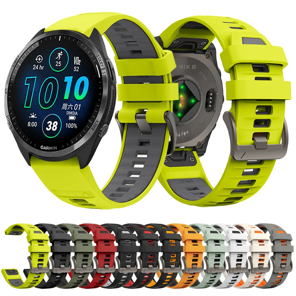 26 mm 22 mm zweifarbiges Armband für Garmin Instinct 2X / Forerunner 965 955 Solar 945 935 / S70 47 mm S62 QuickFit Smart Watch-Armband Image