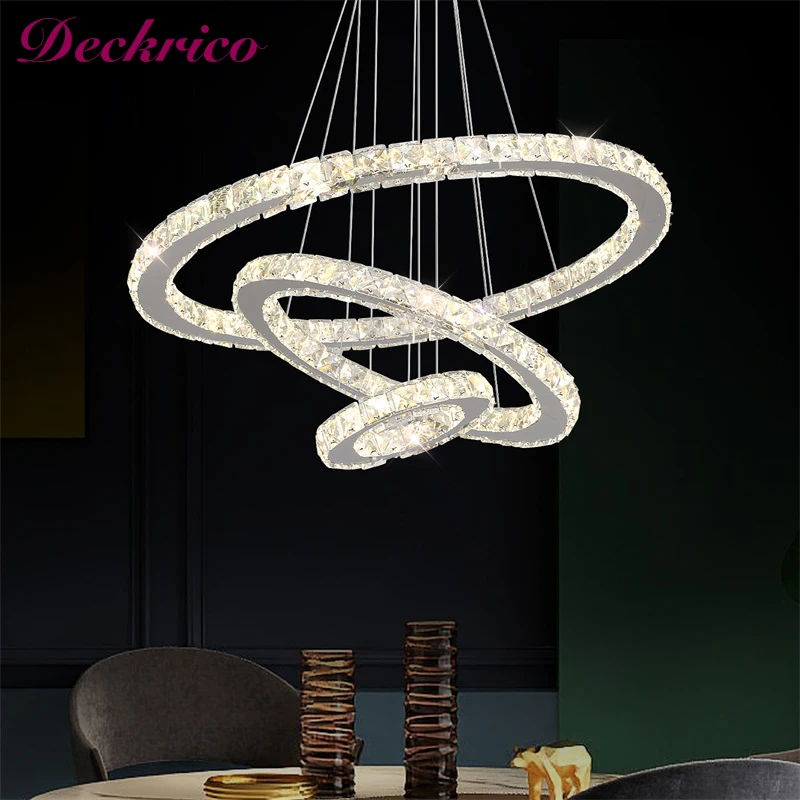 Moderne Ring Kronleuchter Licht k9 Kristall Decken leuchte dimmbare kreative Pendel leuchten nordische Leuchten Beleuchtung Lumina rias Lustres