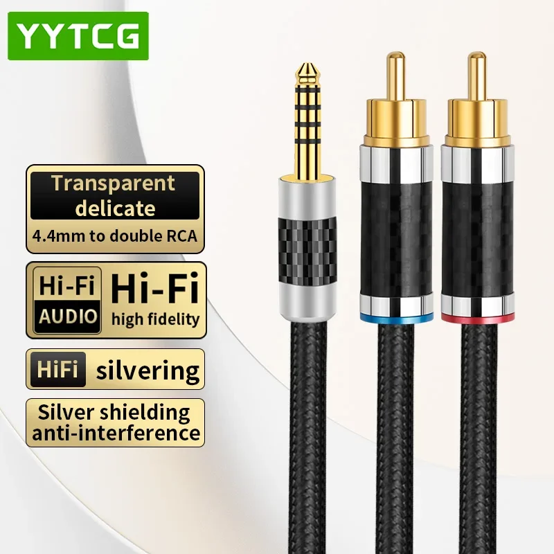HIFI 4,4mm Balanced zu 2RCA Kabel High-End OFC Versilbertes 4,4mm Klinkenstecker zu 2RCA Stecker Kabel für Kopfhörer DAC AMP Image