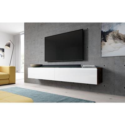 TV-Lowboard Kommode bargo 180cm TV-Schrank Old Style Wood-Weiß glänzend - Furnix Image
