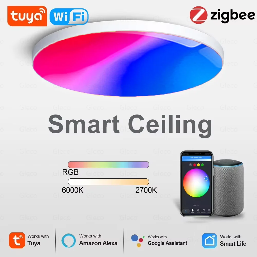 LED Decke Licht Tuya Wifi/Zigbee Decke Lampe Schlafzimmer Badezimmer Wohnzimmer Smart Home Dekoration Beleuchtung Für Google Alexa