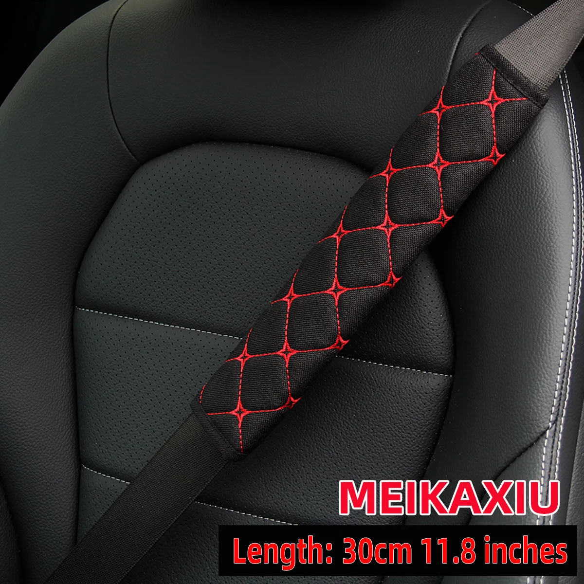 1 bestickter Stoff, atmungsaktiv, neuer Auto-Sicherheitsgurt, Sicherheitsgurt, Schulterschutz, 30 cm, 11,8 Zoll, Auto-Innenausstattung, Schwarz Image
