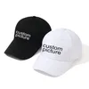 Individualisierung Logo Text Muster Bedruckte Baseballkappen für Damen Herren Personalisierte Hüte Lässige Hip-Hop-Kappe Schwarz/Weiß/Marineblau