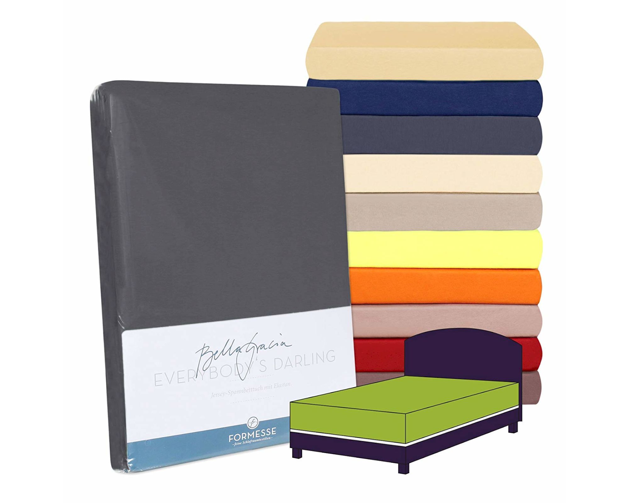 Formesse »Bella Gracia« Boxspring Spannbetttuch Alto 0215 hellanthrazit / 90x190 - 100x220 cm Image