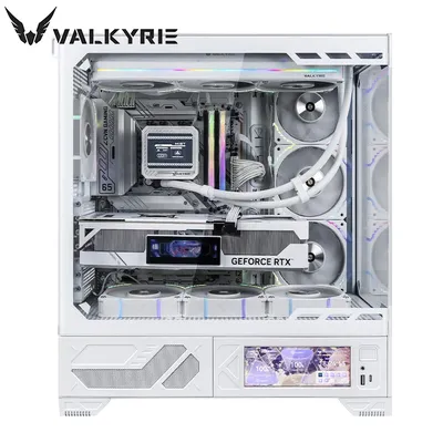 VALKYRIE VK03 ATX Gaming PC Case Desktop Supports 360 Water Cooled 6.2 in Touchscreen Removable 270° Sea View Room Computer Case