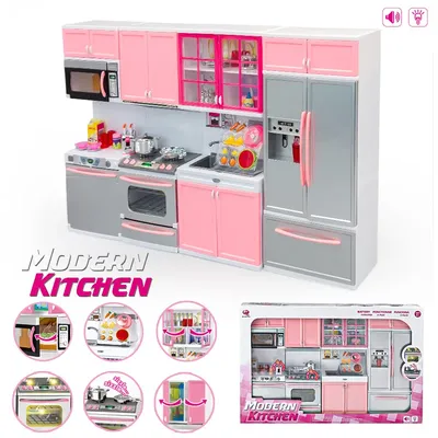 1PC Children's Play Kitchen Toy Set with Miniature Kitchen Appliances and Refrigerator Model for Girls' Pretend Play Gift Box