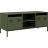 Meuble tv vert olive 101,5x39x43,5 cm acier laminé à froid Vidaxl Vert olive