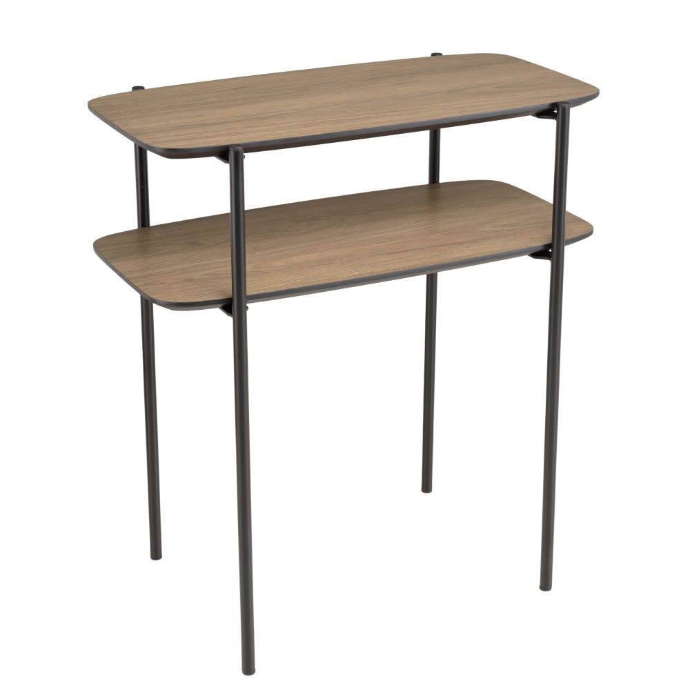 Table d'appoint double plateau pieds métal noir