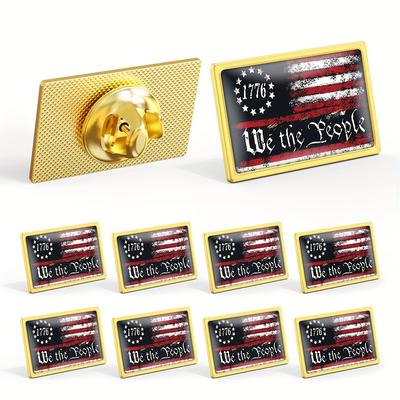 TEMU 10- 1776 "" Enamel , Patriotic , Novelty Lapel , Non-woven , Alloy, For Clothing And Accessories