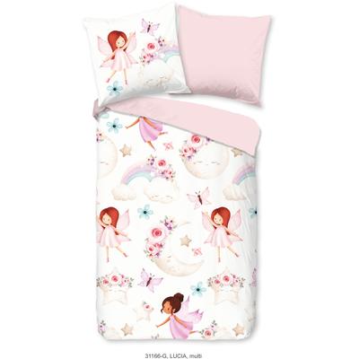 Kinderbettwäsche GOOD MORNING "Lucia", rosa, B/L: 135cm x 200cm, , Renforcé, B/L: 80cm x 80cm, Renforcu00e9, Obermaterial: 100% Baumwolle, Bettwäsche, Baumwolle, 135x200, Reißverschluss, Wende, Mädchen, Fee, Weiß, Rosa