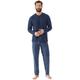 Schlafanzug MEY "STRAIGHT", Herren, Gr. XXL, blau (yacht blau), Single Jersey, Obermaterial: 100% Baumwolle, casual, bequem lang, V-Ausschnitt, Langarm, Homewear-Sets, Langarm-Shirt mit Brusttasche